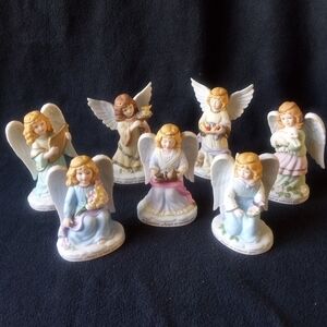 Angel Figurine Set 7 HEAVENLY GUARDIANS 1996 BRONSON COLLECTIBLES Holiday Decor
